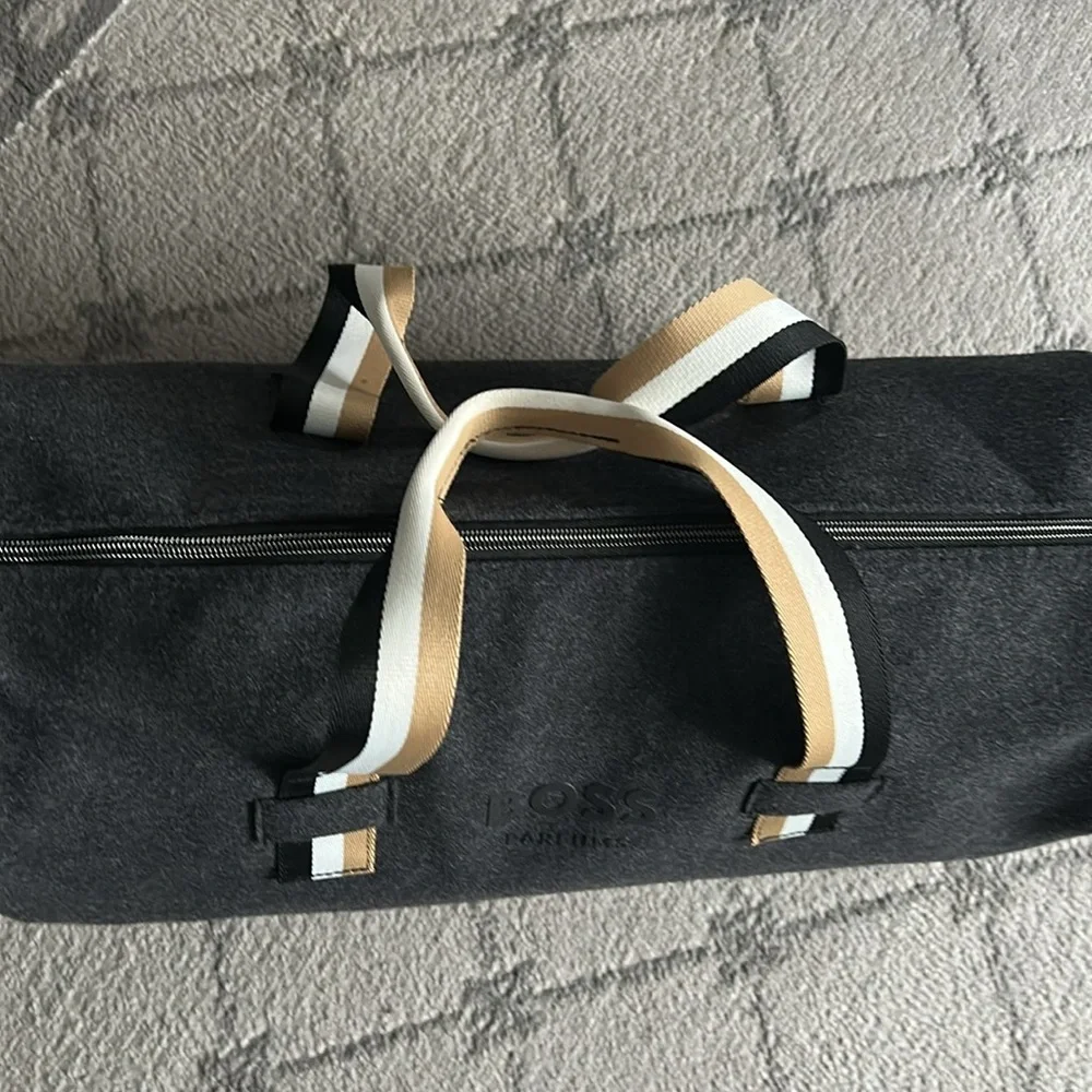Boss Black Duffel Bag with Elegant Leather Handles